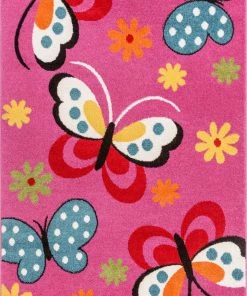 Well Woven Starbright Daisy Butterflies Pink Rug
