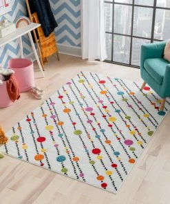 Well Woven Whites & Creams Starbright Dandy Dots And Stripes White Rug 13 Well Woven Whites & Creams Starbright Dandy Dots And Stripes White Rug