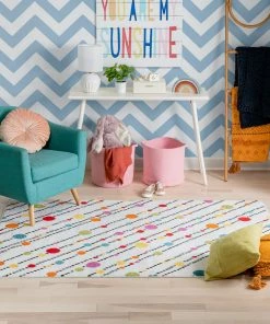 Well Woven Whites & Creams Starbright Dandy Dots And Stripes White Rug 14 Well Woven Whites & Creams Starbright Dandy Dots And Stripes White Rug