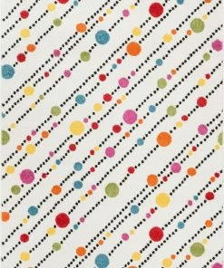 Well Woven Whites & Creams Starbright Dandy Dots And Stripes White Rug