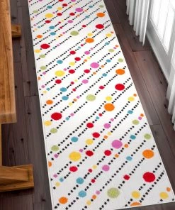 Well Woven Whites & Creams Starbright Dandy Dots And Stripes White Rug 16 Well Woven Whites & Creams Starbright Dandy Dots And Stripes White Rug