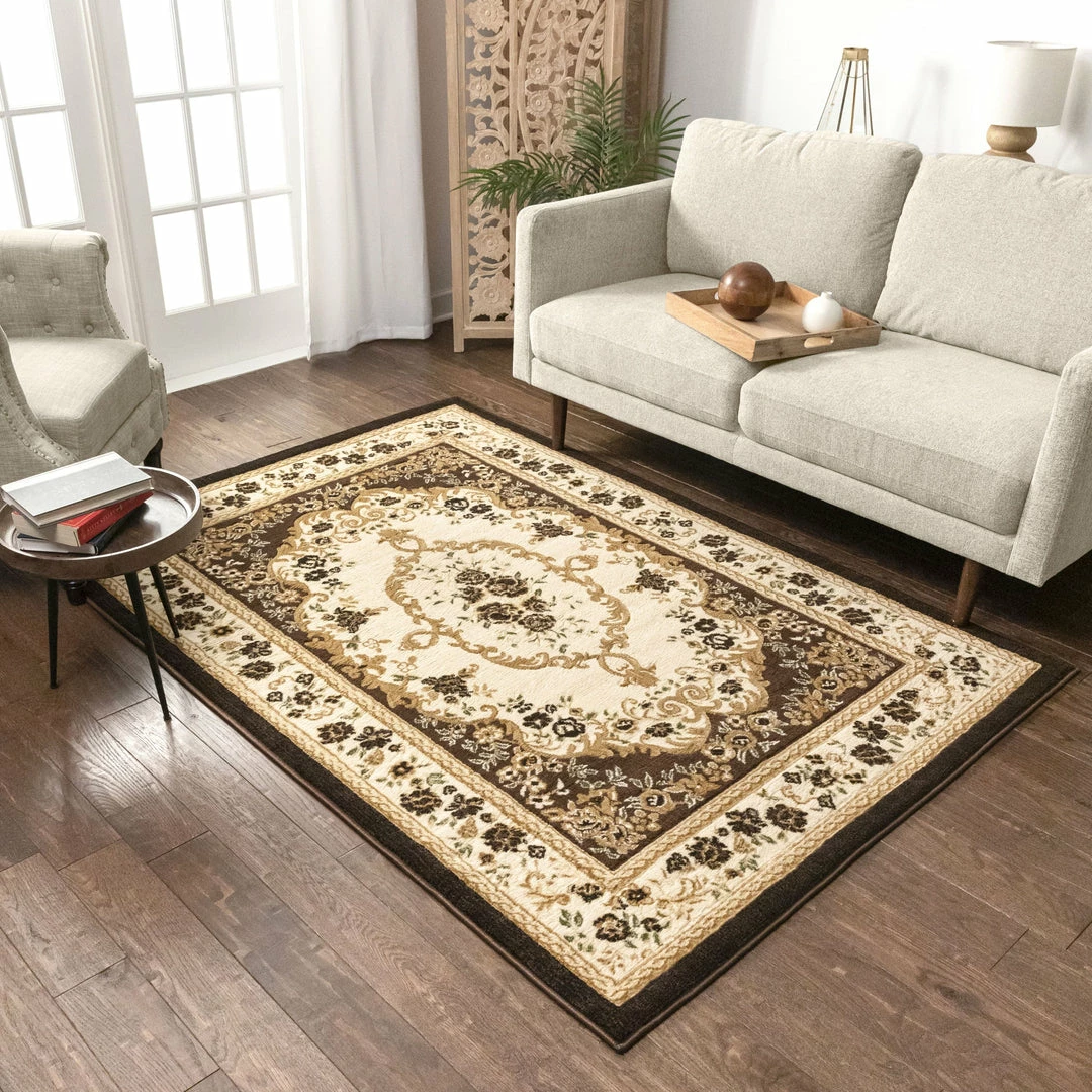 Well Woven Versaille Brown Traditional Medallion Rug Oriental & Persian 7 Well Woven Versaille Brown Traditional Medallion Rug Oriental & Persian