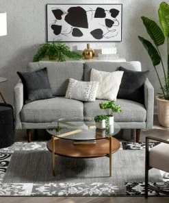 Well Woven Damask Grey Modern Border Rug