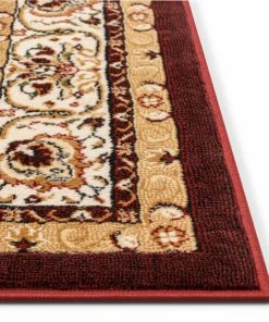 Well Woven Isfahan Medallion Red Traditional Rug Oriental & Persian