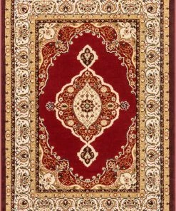 Well Woven Isfahan Medallion Red Traditional Rug Oriental & Persian