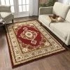 Well Woven Isfahan Medallion Red Traditional Rug Oriental & Persian