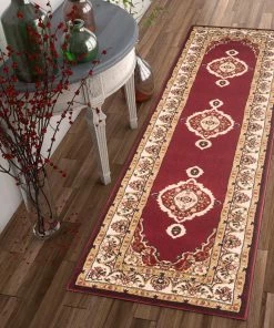 Well Woven Isfahan Medallion Red Traditional Rug Oriental & Persian