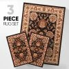Well Woven Geometric Abbasi Black Modern 3-Piece Set (5' X 7' And Bonus 20" X 31" Mats)
