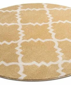 Well Woven Lulu's Lattice Gold Modern 5'3" Round Rug Moroccan