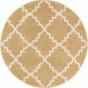 Well Woven Lulu's Lattice Gold Modern 5'3" Round Rug Moroccan