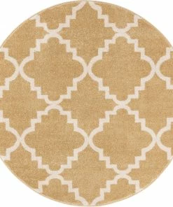 Well Woven Lulu's Lattice Gold Modern 5'3" Round Rug Moroccan