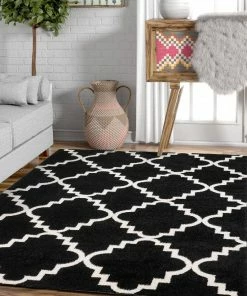 Well Woven Moroccan Lulu's Lattice Black Modern Rug