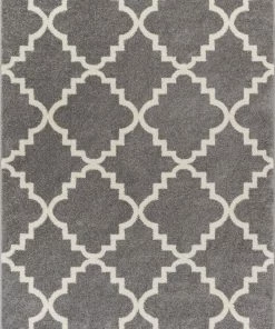 Well Woven Moroccan Lulu's Lattice Grey Modern Rug