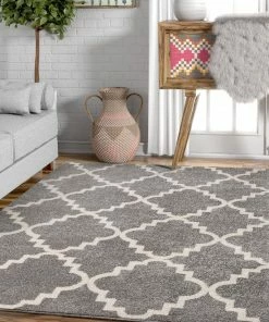 Well Woven Moroccan Lulu's Lattice Grey Modern Rug
