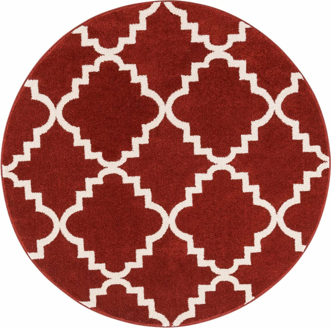 Well Woven Moroccan Lulu's Lattice Teracotta Modern 5'3" Round Rug 1 Well Woven Moroccan Lulu's Lattice Teracotta Modern 5'3" Round Rug