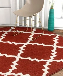 Well Woven Moroccan Lulu's Lattice Teracotta Modern 5'3" Round Rug 5 Well Woven Moroccan Lulu's Lattice Teracotta Modern 5'3