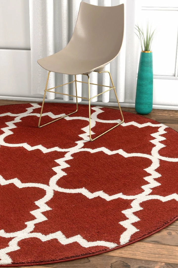 Well Woven Moroccan Lulu's Lattice Teracotta Modern 5'3" Round Rug 3 Well Woven Moroccan Lulu's Lattice Teracotta Modern 5'3" Round Rug