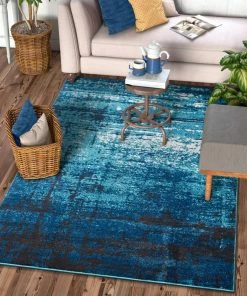 Well Woven Crosby Blue Modern Distressed Rug