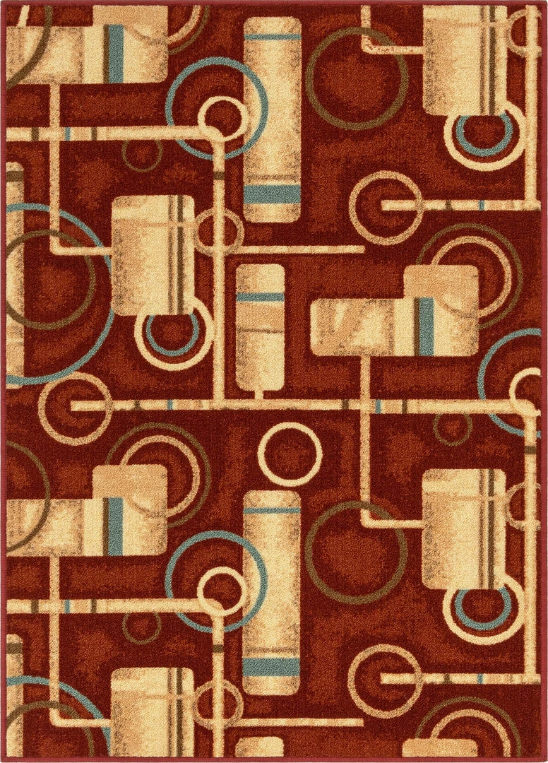 Well Woven Prescott Red Modern Non Slip Washable Rug 1 Well Woven Prescott Red Modern Non Slip Washable Rug