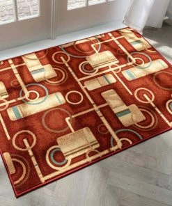Well Woven Prescott Red Modern Non Slip Washable Rug 15 Well Woven Prescott Red Modern Non Slip Washable Rug