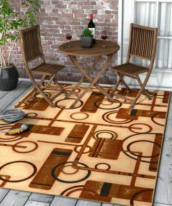 Well Woven Prescott Natural Geometric Non Slip Washable Rug