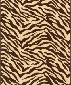 Well Woven Zebra Brown Animal Print Non Slip Washable Rug 3'x5'
