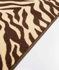 Well Woven Zebra Brown Animal Print Non Slip Washable Rug 3'x5'