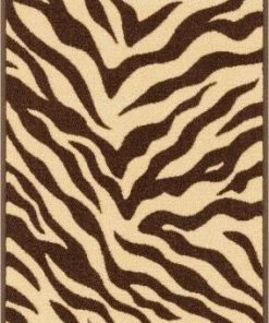 Well Woven Zebra Brown Animal Print Non Slip Washable Rug 3'x5'