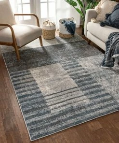 Well Woven Laken Geometric Distressed Grey Rug