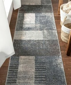 Well Woven Laken Geometric Distressed Grey Rug
