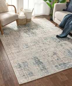 Well Woven Tate Abstract Vintage Distressed Blue Rug
