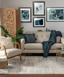 Well Woven Tate Abstract Vintage Distressed Blue Rug