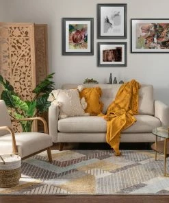 Well Woven Global Jacey Geometric Distressed Grey Rug