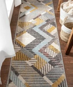 Well Woven Global Jacey Geometric Distressed Grey Rug