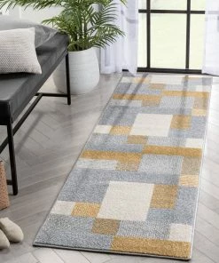 Well Woven Wilma Modern Geometric Yellow Grey Rug