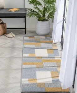 Well Woven Wilma Modern Geometric Yellow Grey Rug
