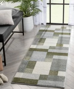 Well Woven Wilma Modern Geometric Green Grey Rug