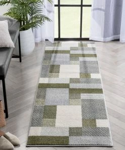 Well Woven Wilma Modern Geometric Green Grey Rug