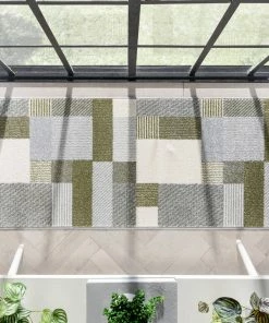 Well Woven Wilma Modern Geometric Green Grey Rug