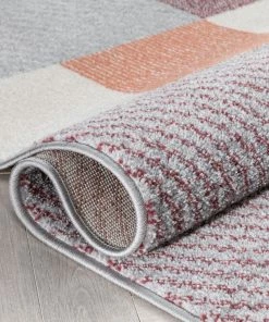 Well Woven Wilma Modern Geometric Squares Blush Grey Rug