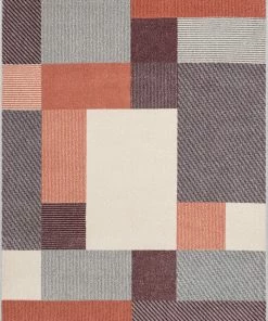 Well Woven Wilma Modern Geometric Squares Blush Grey Rug