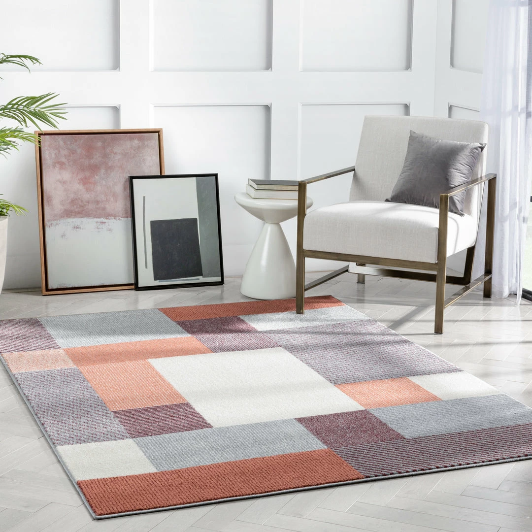 Well Woven Wilma Modern Geometric Blush Grey Rug 1 Well Woven Wilma Modern Geometric Blush Grey Rug