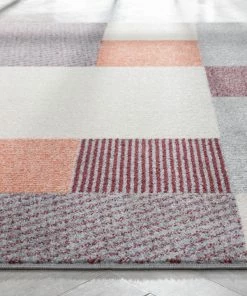 Well Woven Wilma Modern Geometric Squares Blush Grey Rug