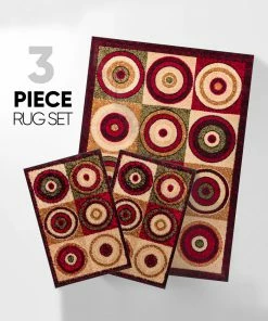 Well Woven Commerce Multi Modern 3-Piece Set (5' X 7' And Bonus 20" X 31" Mats) Geometric