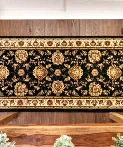 Well Woven Abbasi Custom Size Runner Traditional Black Choose Your Width X Choose Your Length Hallway Runner Rug