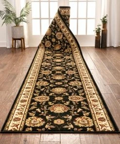 Well Woven Abbasi Custom Size Runner Traditional Black Choose Your Width X Choose Your Length Hallway Runner Rug