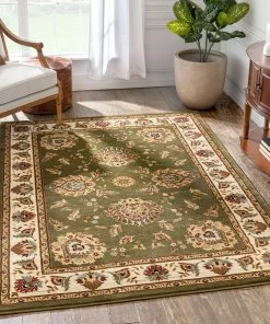Well Woven Abbasi Green Traditional Rug