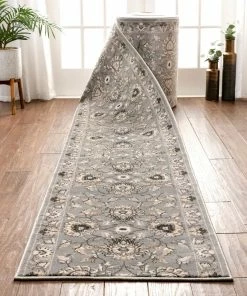 Well Woven Abbasi Custom Size Runner Traditional Grey Choose Your Width X Choose Your Length Hallway Runner Rug Grey & Silver