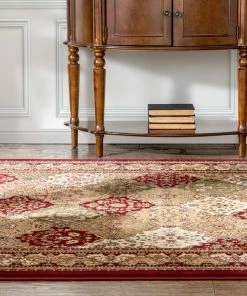 Well Woven Mina-Khani Red Traditional Rug Oriental & Persian