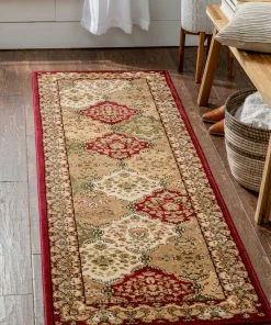 Well Woven Mina-Khani Red Traditional Rug Oriental & Persian